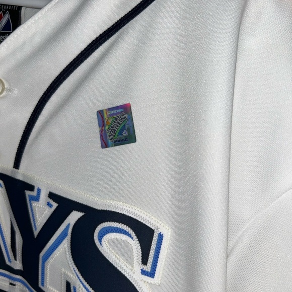 Majestic Tampa Bay Rays Baseball Jersey 2008 World Series Patch Mens Size XL - Picture 10 of 14